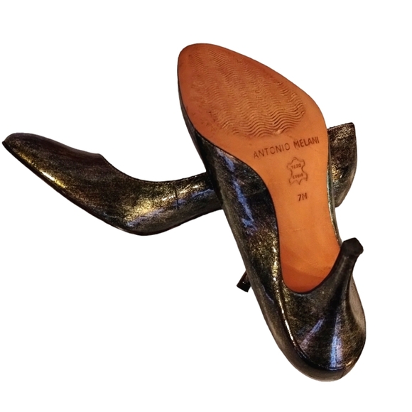 Antonio Melani Gold/Black Shimmery Leather Heels/Pumps Womens Size 7 - Picture 9 of 11